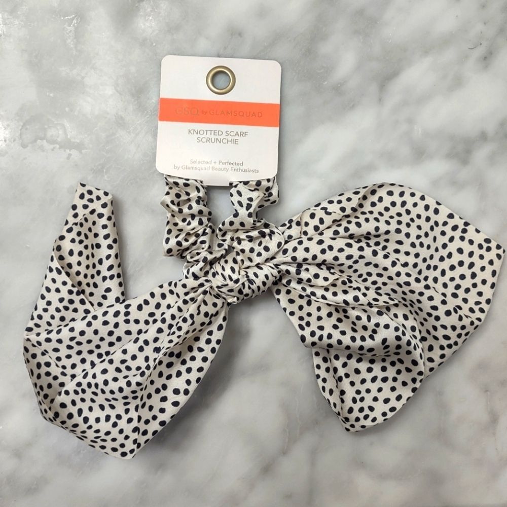 NWT GSQ By Glamsquad Knotted Dotted Satin Scarf Squishie